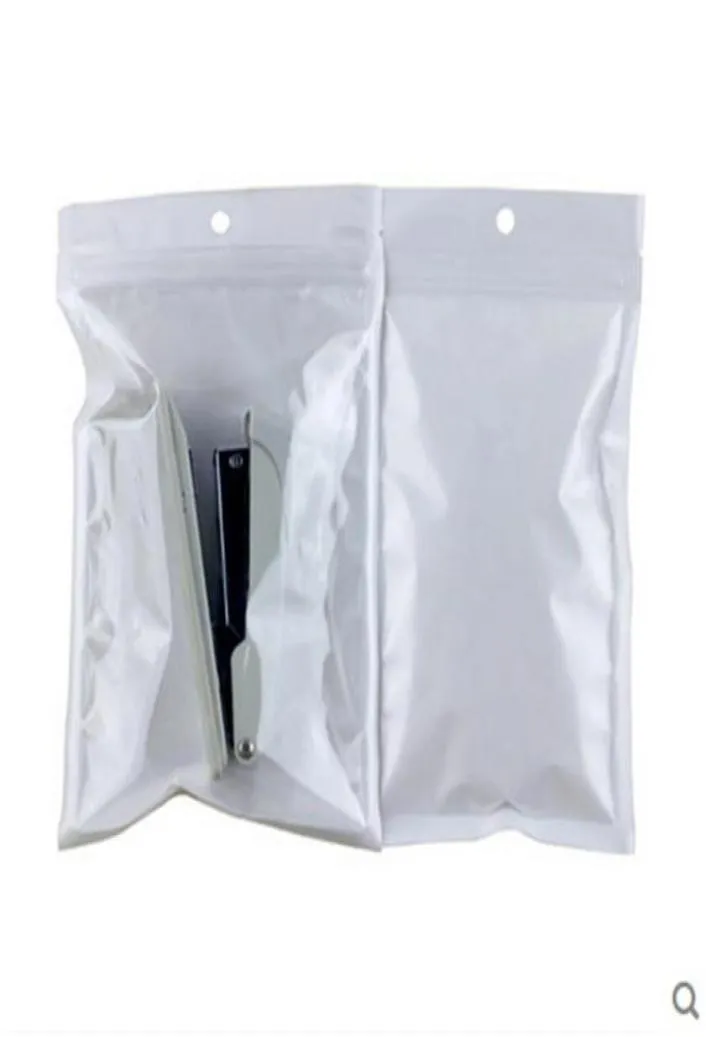 Clear White White Plearl Plastic Poly Poly Opp Bags Zip Lock Bold Packages de vente au détail Bijoux Chargeur Téléphone Téléphone PVC Packin1472646