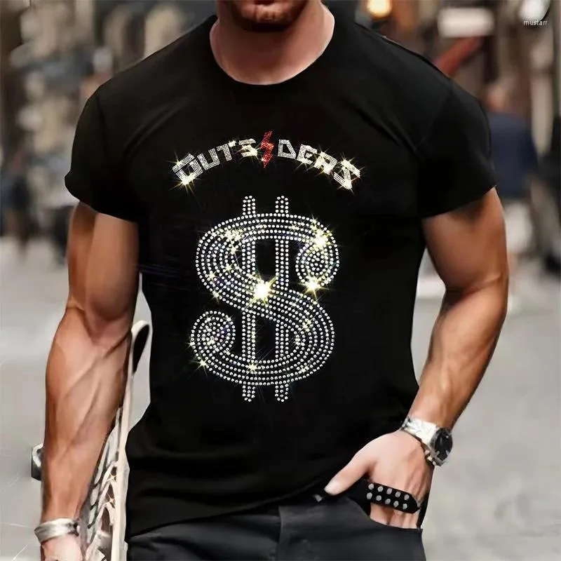 Męskie koszule luksusowe koszulki Letnie punkowe punkowe dolara dolara sznur