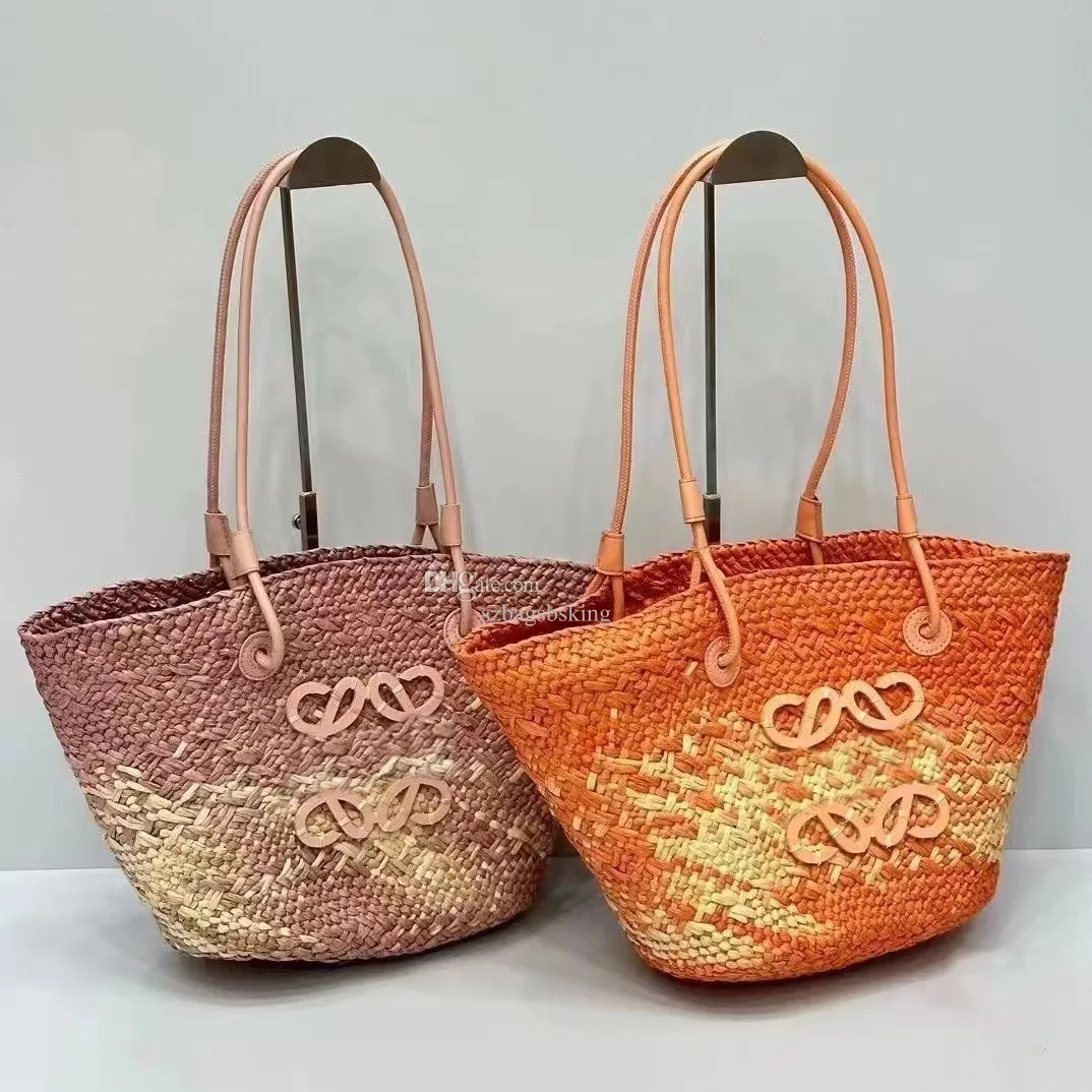 Designer de luxo Bolsa de praia Bolsa de ombro único 90% de fábrica vendas a quente vendas por atacado francês French Straw bolsa de luxo casual de grande capacidade cesta de porte