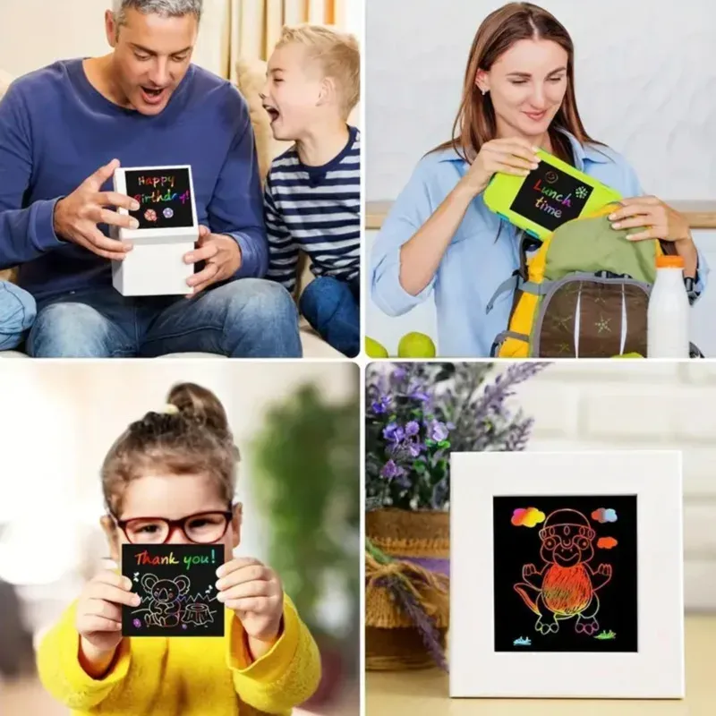 100 -stcs/set Scratch Paper Magic Color Rainbow Scratch Mini Notes Black Diy Painting Board Tekenboek Toys For Kids Navidad Cadeau