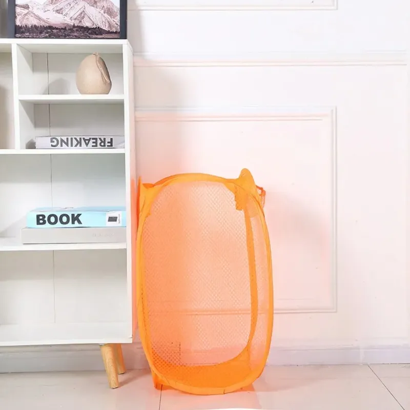 Folding Laundry Basket Hamper Cartoon Pop Up Open Mesh Laundry Dirty Sorting Basket Kids Toys Sundrie Home Storage Box Organizer