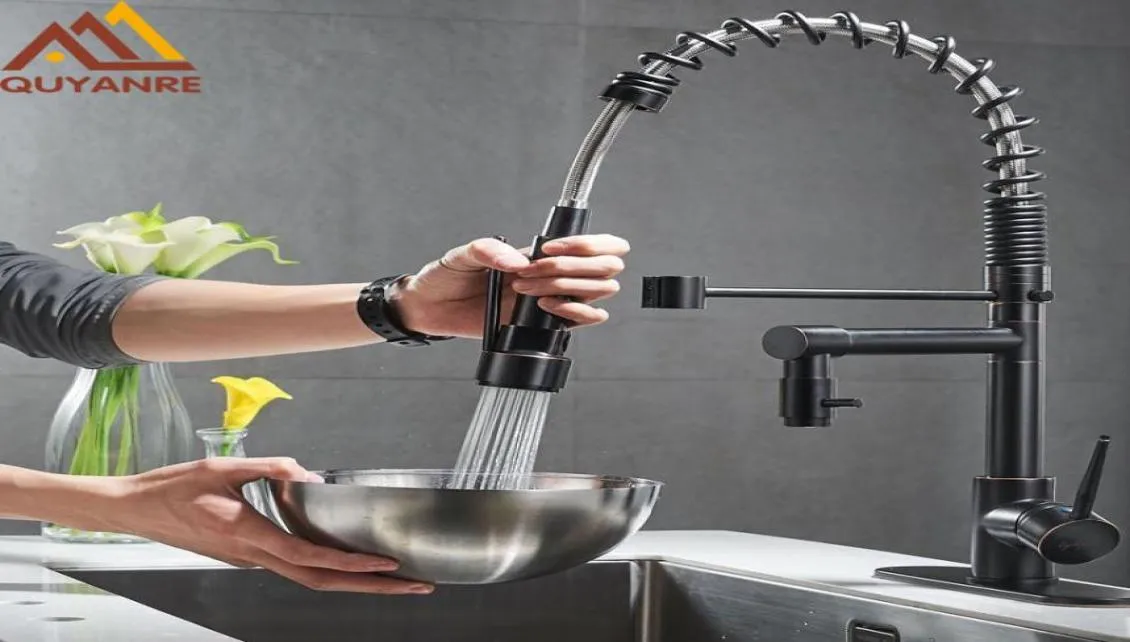 Blackend Spring Kitchen Faucet вытянуть боковой распылитель с двойной ручкой для одной ручки смеситель смеситель для крышки раковина 360 вращение кухонные смесители7114399