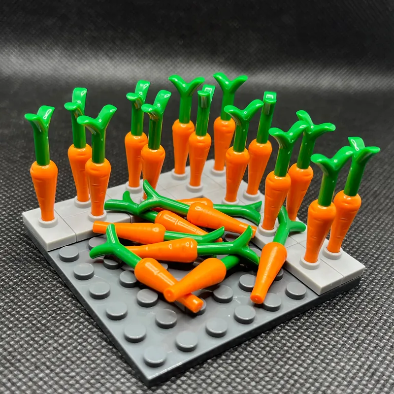 Carrot with Green Leaves Building Block MOC Parts Brick Toys For Rabbit Gardens Grassland Compatible 33172 