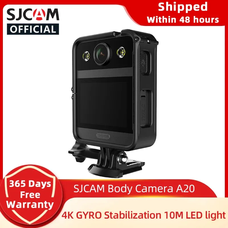 Telecamere SJCAM A20 CAMERA BODY ORIGINALE 2.33 "Touchscreen anteriore 4K WiFi Gyro 166 ﾰ Angolo largo 10m Lampada Led Conformance Registratore delle forze dell'ordine