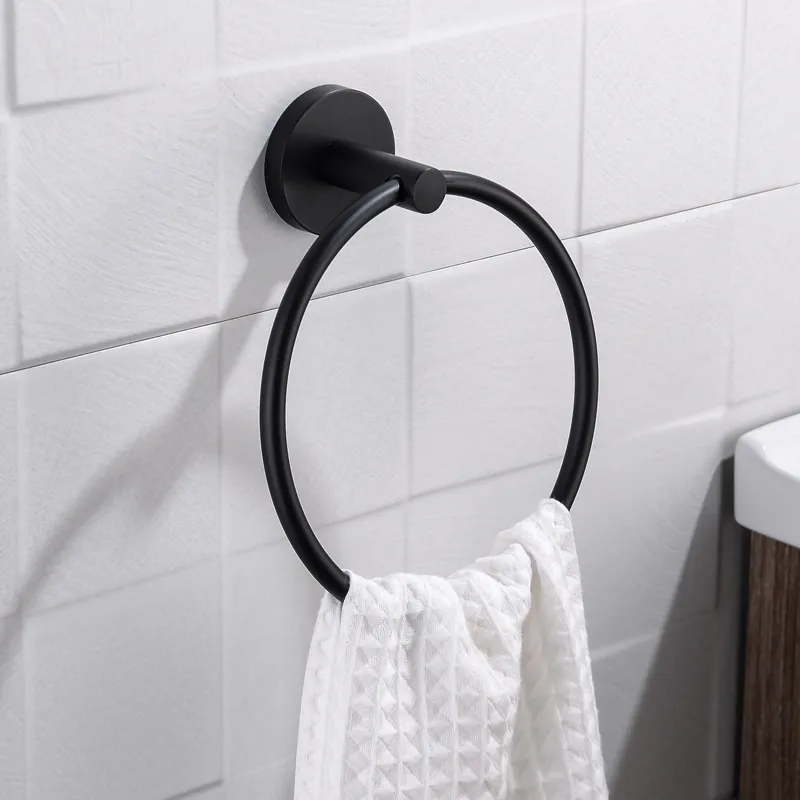 High Quality Bathroom Hardware Set Towel Rack Paper Holder Black Toilet Brush Towel Ring Robe Hook Bathroom Accessories