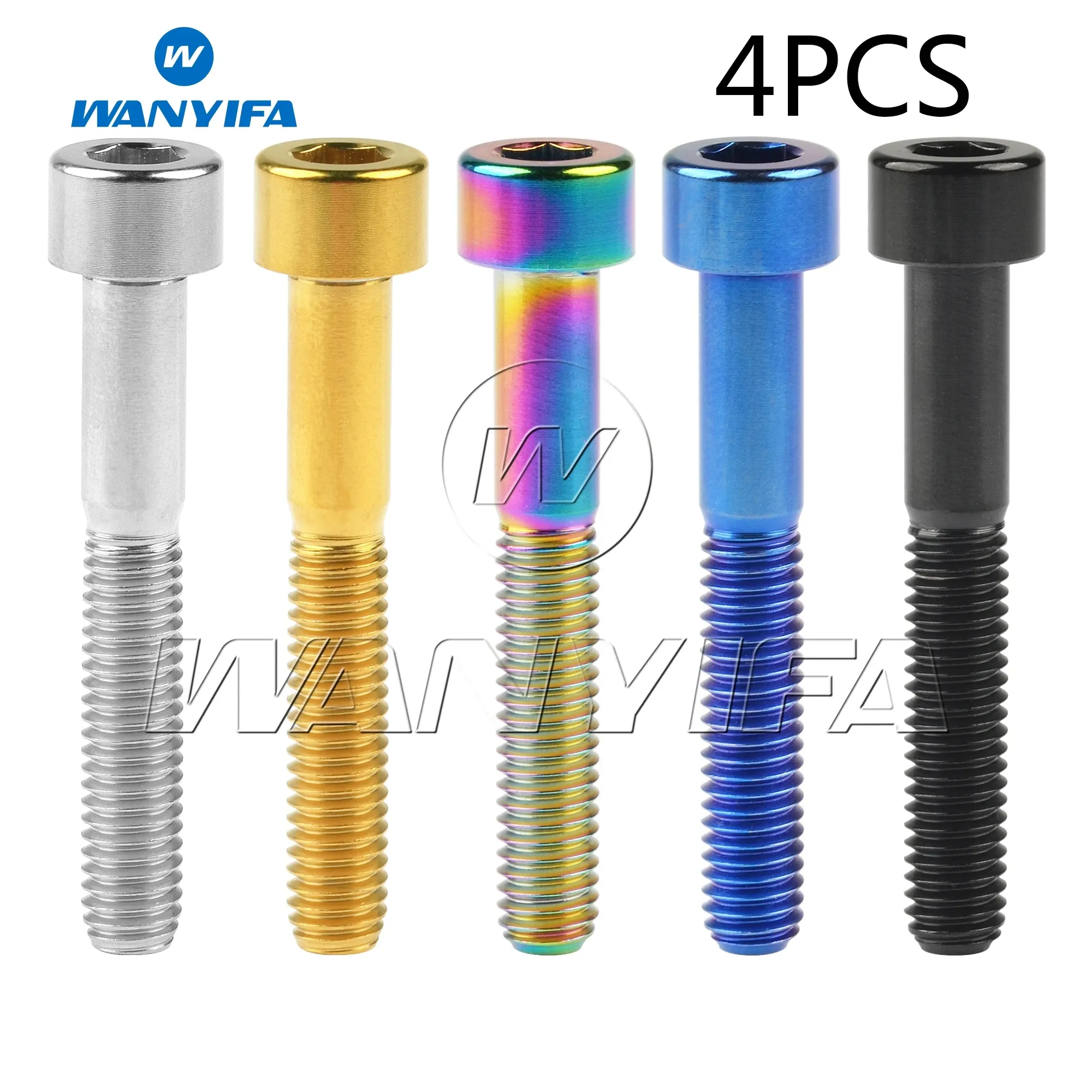 4Pcs M6X40mm Titanium Bolts Screws Bike Bicycle Bolt Screw Cylindrical/Tapered Head