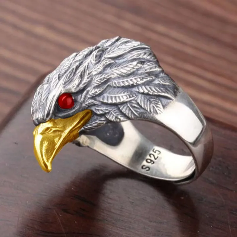 DHgate.com:Silver Eagle Ring: Mens Adjustable Domineering