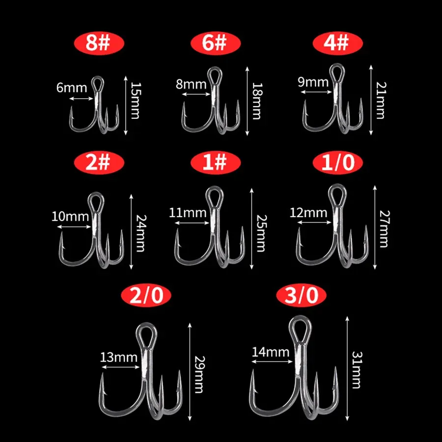 50pcs/20pcs 6xトレブルフック​​クラシックフィッシングフック強力な鋭いタックルフック8＃6＃4＃2＃1＃1/0＃2/0＃3/0＃