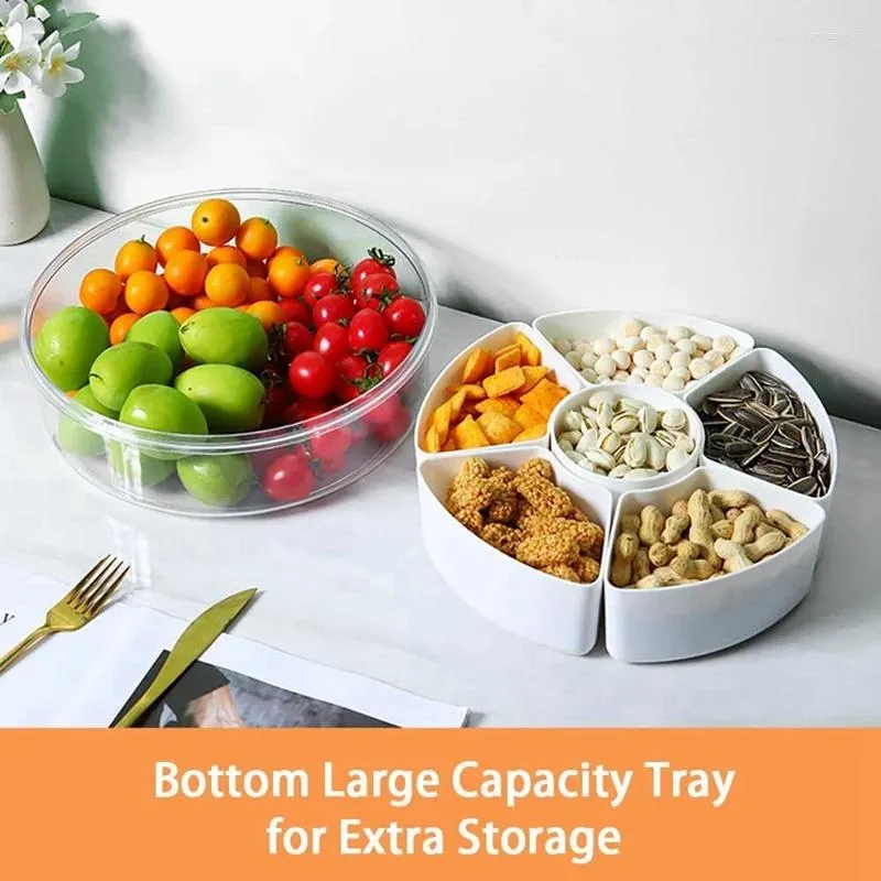 YEAHGO Divided Serving Tray With Lid And Handle,Snackle