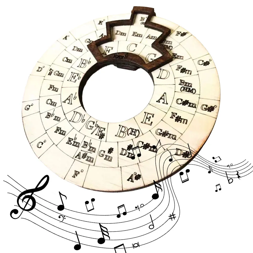 Wheel Music Lightweight Wooden Chord Wheel - Portable Music Theory Circle Guide for ...