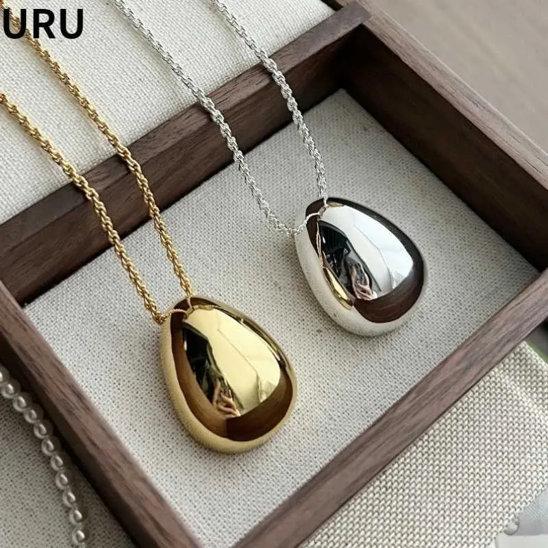 Pendant Necklaces Modern Jewelry Simple Delicate Design Smooth Metal Teardrop Pendant Necklace For Women Female Party Gift DropshippingQ