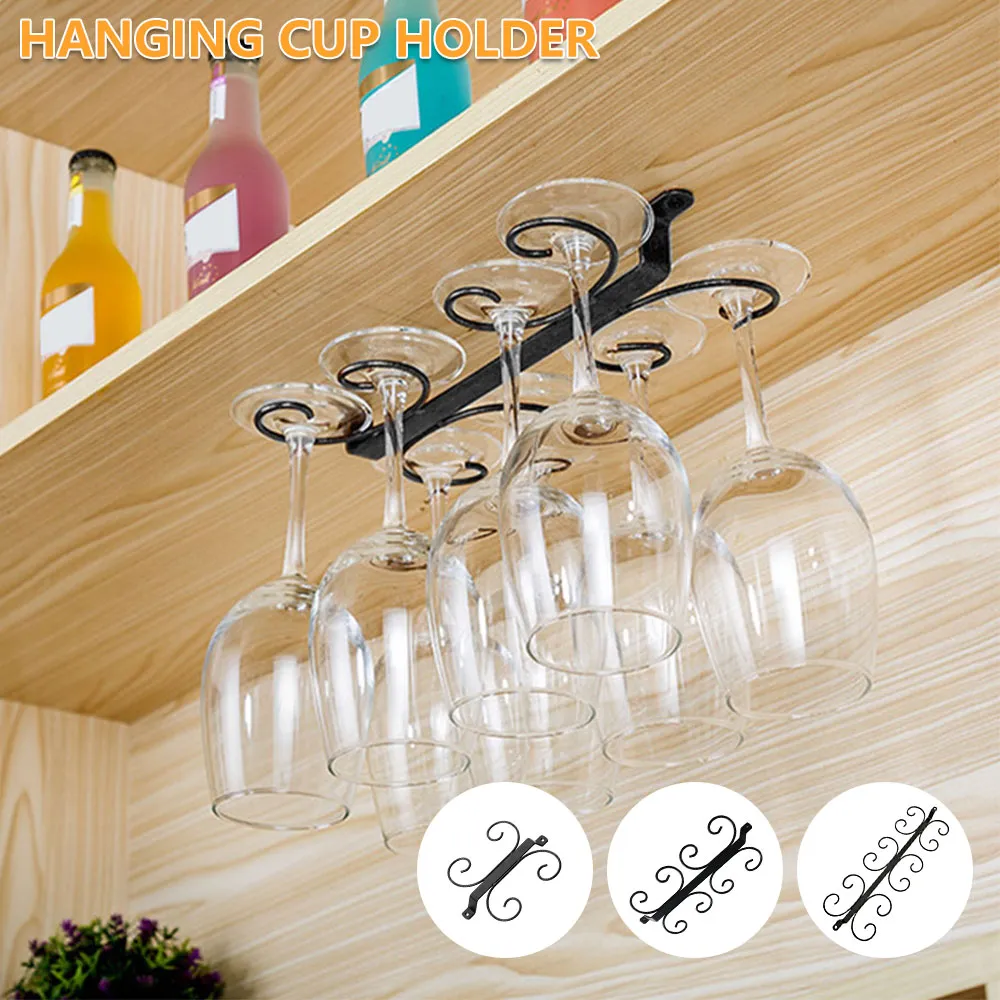 Metal Wine Glass Rack Holder Stemware Hanging Under Cabinet Stemware ...