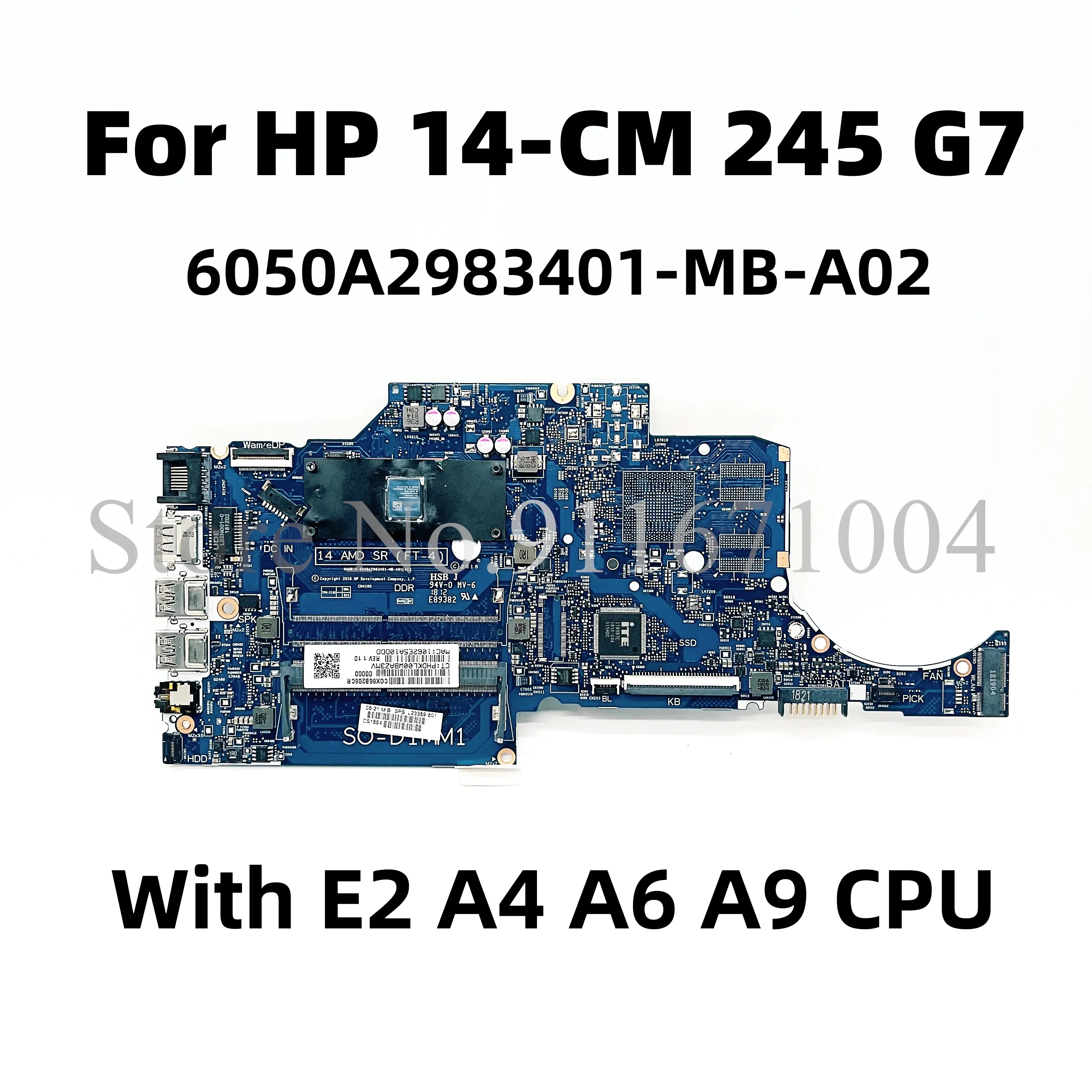 Płyta główna L23389601 dla HP 14 cm 14TCM 245 G7 Laptop Board 6050A3063701 6050A2983401MBA02 14 AMD SR (FT4) z A4 A6 A9 CPU