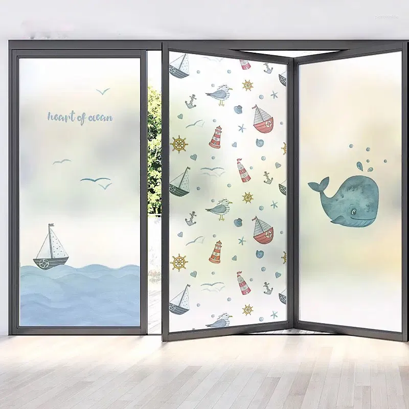 Stickers de fenêtre dessin animé Dolphins Taille personnalisée Films de vitrail électroste