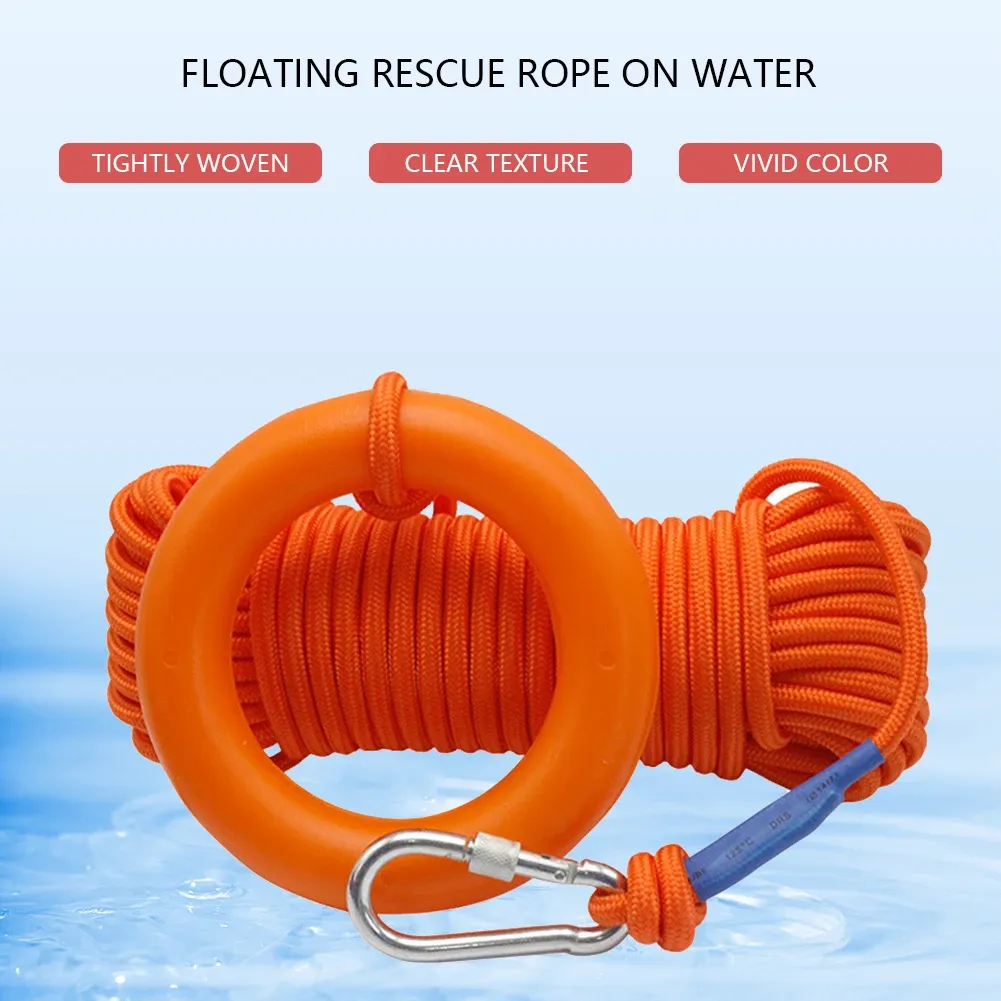 30m Water Buoyant Floating Ring Rope Float Buoy Life Saving Rope Non-slip Surface Floating Rings for Swimming Canoeing Kayaking