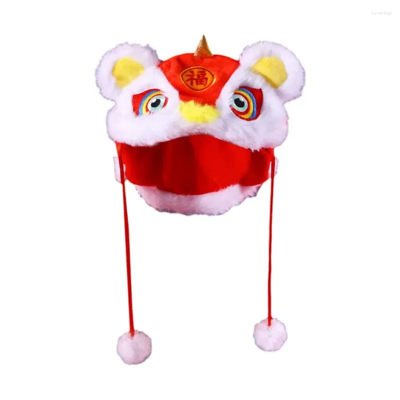 Собачья одежда зимняя шляпа для питомца дышащий китайский стиль дизайн мультфильма плюш мягкий теплый лев танец для собак кошки год