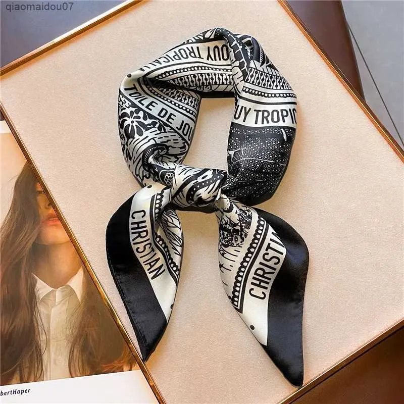 Sjaals nieuwe dames zijden satijnen haar sjaal mode vierkant geprinte hoofdband 70 cm professionele accessoires ontwerper hoofdbandl2404