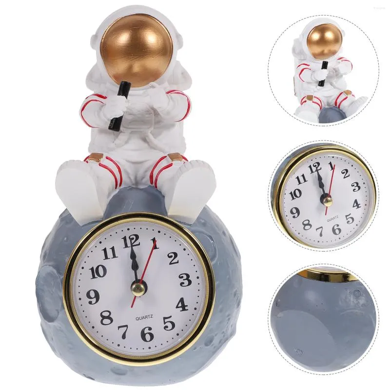 Wall Clocks Table Clock Resin Statue Shelf Desk Space Universe Small Bedside Decoration For Home