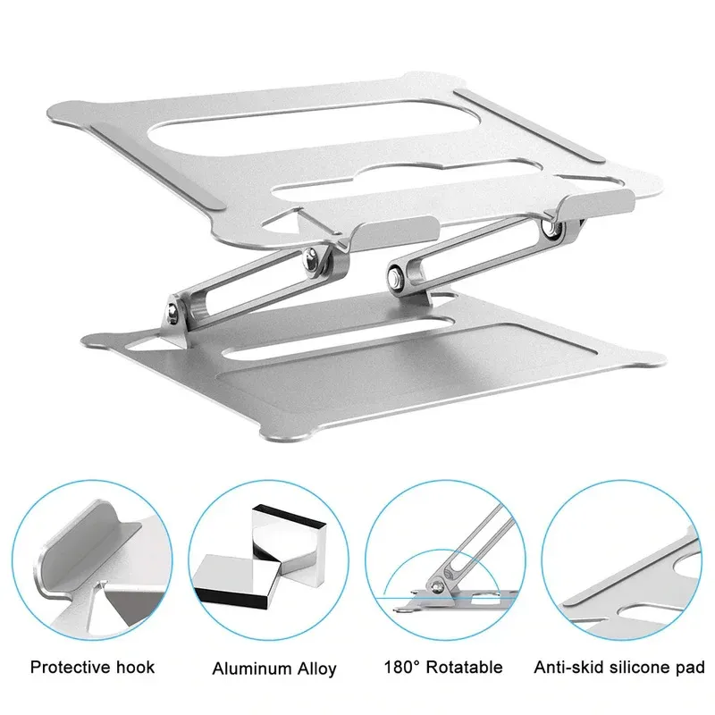 Stand verstelbare notebookstandaard Aluminium legering Vouw draagbaar voor laptop MacBook Computer Bracket Heffen Koeling Laptophouder Bed