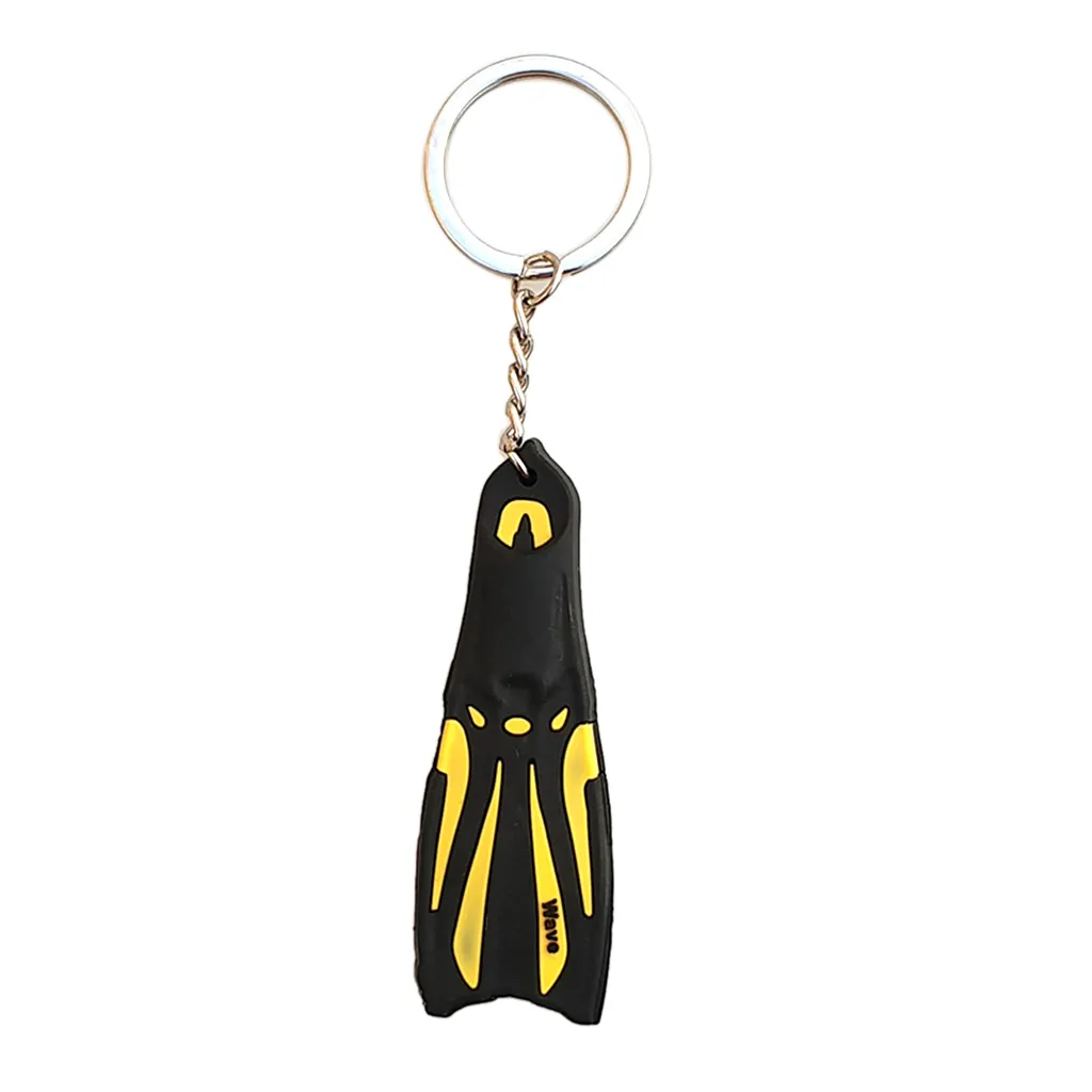 Novelty Mini Chain Scuba Dive Fins Flippers Key Chain Holder Silicone and Steel Keyring Keychain for Boat Kayak Surfing Sailing
