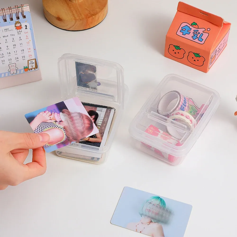 Small Card Film Storage Box Sleeve Protector Transparent Girl Hand Ledger Sticker Idol Photo Storage Box Card Cover Film Box