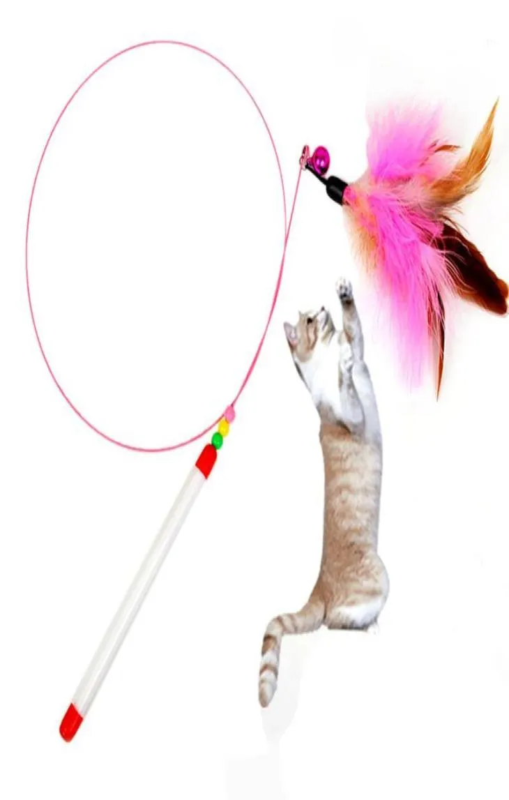 Style Kätzchen Katze Teaser Interactive Toy Rod mit Glocken- und Featherpet -Spielzeughunden Accessoires2241562