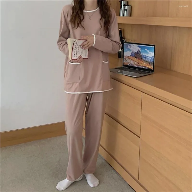 Vêtements maison hzirip femmes Soft Loose Pyjama costume d'automne à manches pleines de sommeil décontracté porte coton confortable tout vestige mince