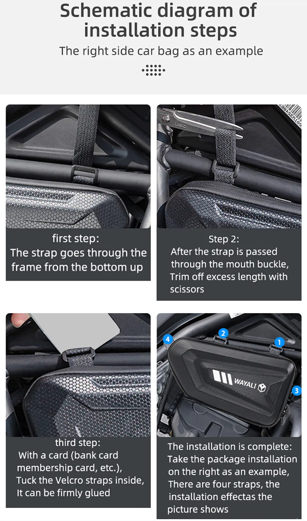 Waterproof Hard Shell Triangle mens side bag for Kawasaki