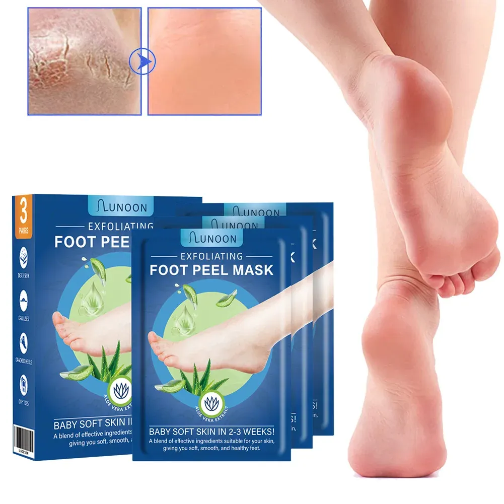 Chaussettes de masque de pieds naturels anti-fissure exfoliant talons masque de pied nourrissant un dissolvant hydratant de la peau morte pour les soins corporels esthétique