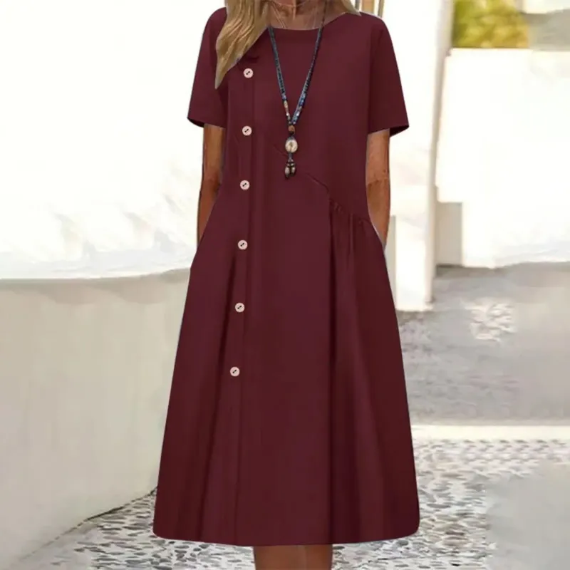 Casual Dresses Summer For Women Outfits Plus Size Button Down Pocket Midi Dress Female Beach Elegant Robe