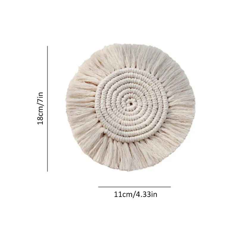 Cotton Braid Coaster مصنوعة يدويًا Macrame Cuper Cushion Bohemia Style Non Slip Cup Mat Thail Table Table Mat Coffee Custer Coaster