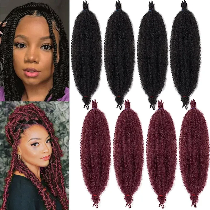 Afro Spring Twist Cabet Hair Hair pré-separado Marley Braids Extensões de cabelo para mulheres Black Soft Braids Afro Twist Braiding Hair