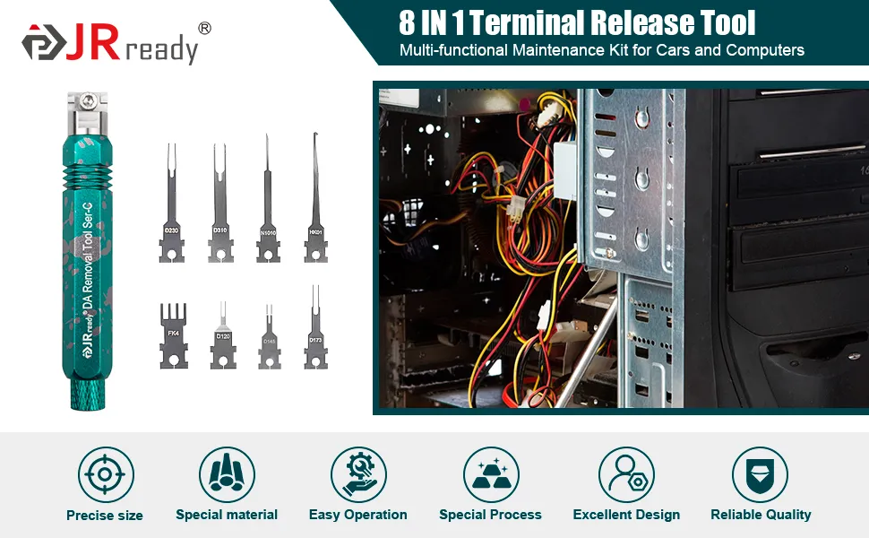 JRready Pin Extractor Tool Kit With 14 Tips – Terminal Removal Tool For AMP, Molex, Delphi Connectors & More