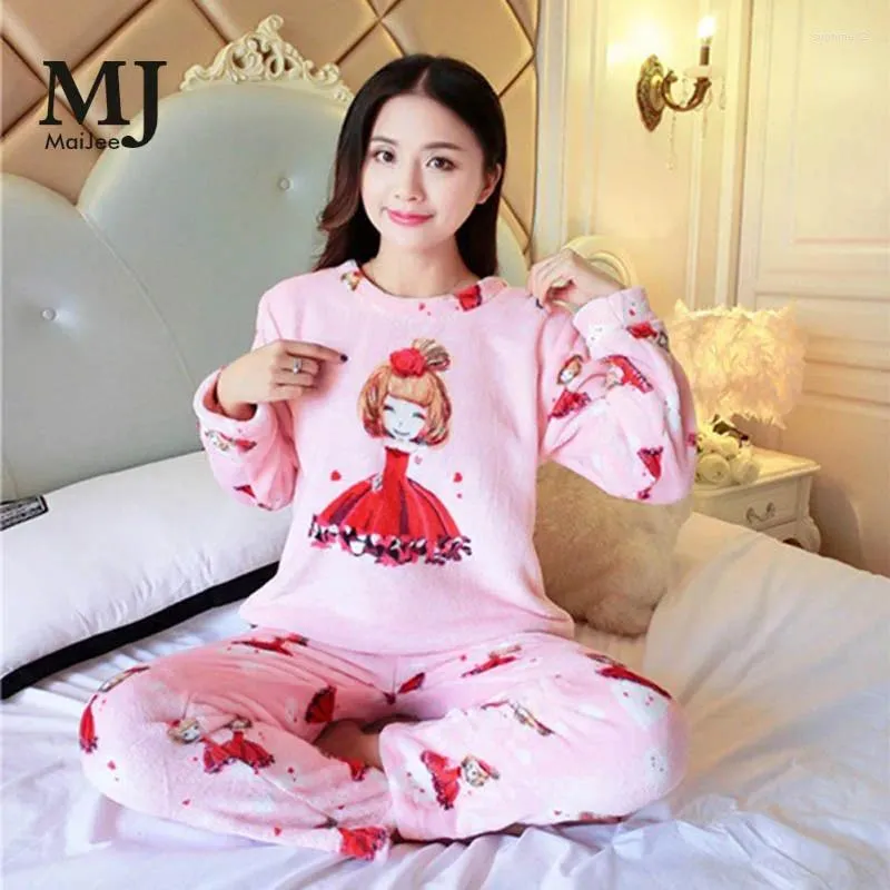 Hemkläder MJ021A flanellpyjamas kvinnor pajama sätter vinter pijama feminino kigurumi pyjamas för mujer primark pigiama donna