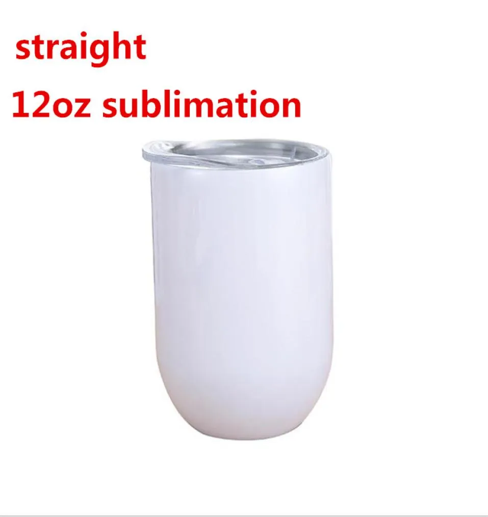 sublimation 12 oz de vin gobelet œuf en forme de verre droit de vin à double paroi à double paroi gobelers en acier inoxydable pour sublimaton avec couvercle unique1724713