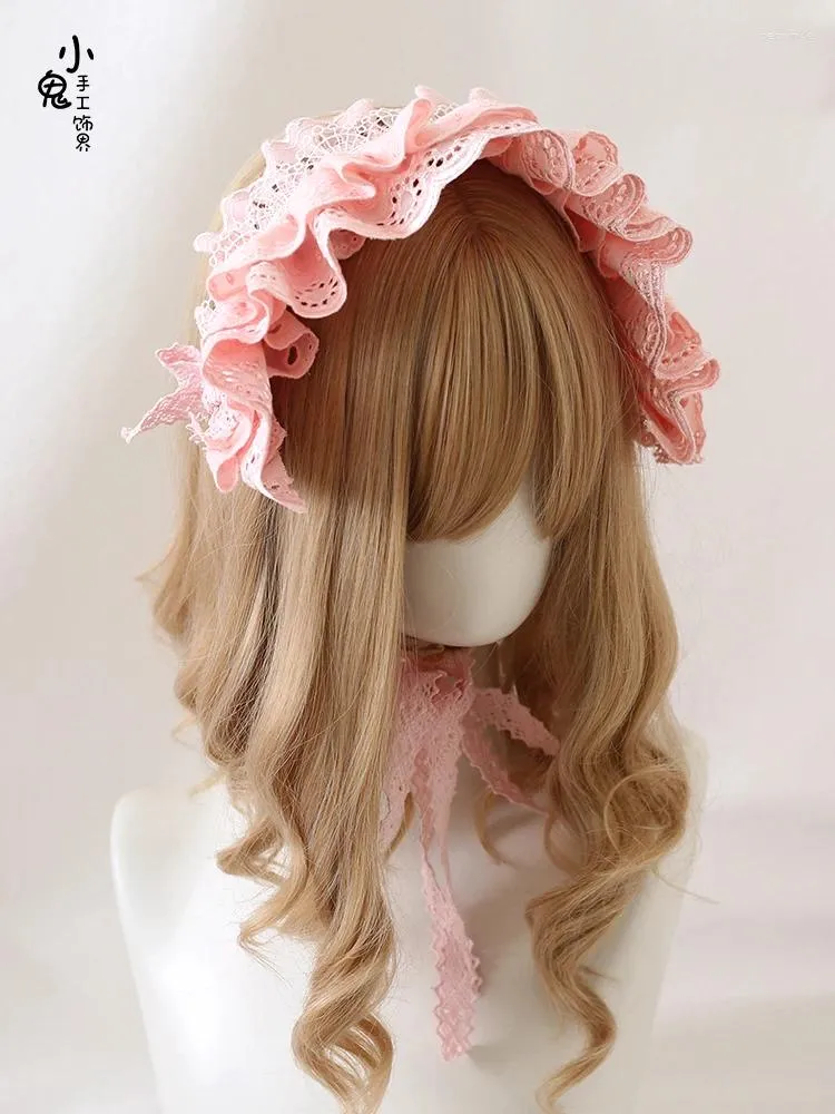 パーティー用品オリジナルの甘いロリータヘアバンドかわいいアクセサリーボウピンクの日本の頭飾り