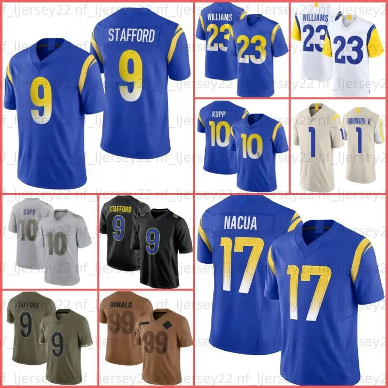 17 Puka Nacua Aaron Donald Matthew Stafford Football Jersey Cooper Kupp Stetson Bennett Van Jefferson Tyler Higbee Tutu Atwell Kyren Williams