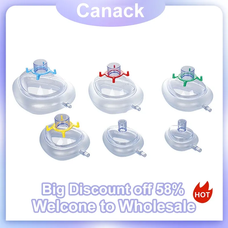 Canack 1pc/6pcs PVC Анестезия Маска Высококачественная одноразовая ПВХ маски для лица для взрослых и детей 6 размер