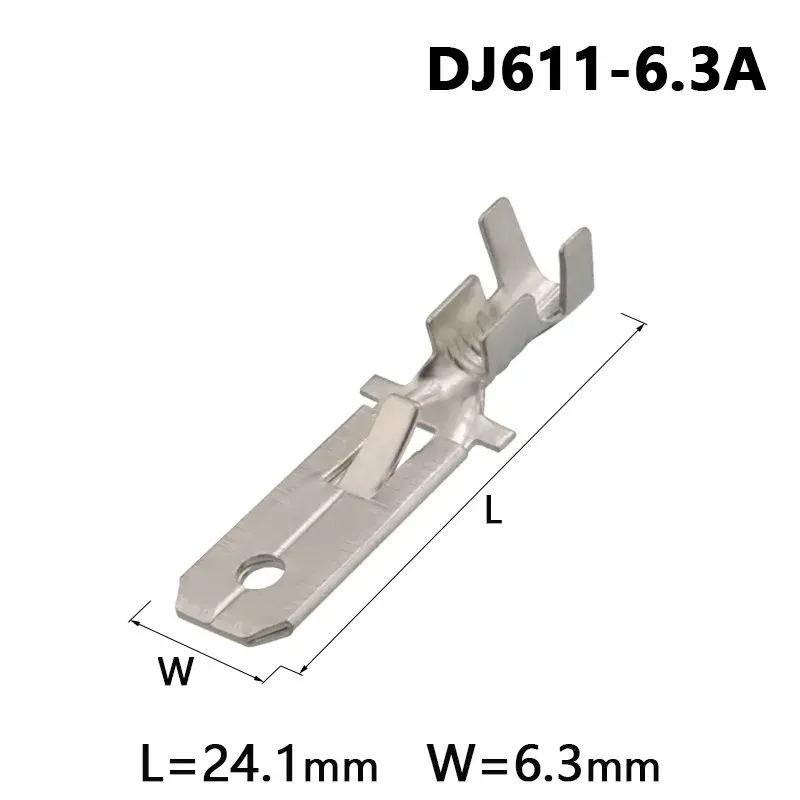 50/100pcs h62 pirinç kalay 6.3mm dj611-6.3a araba teli terminali otomotiv konnektörü erkek kıvrım terminali