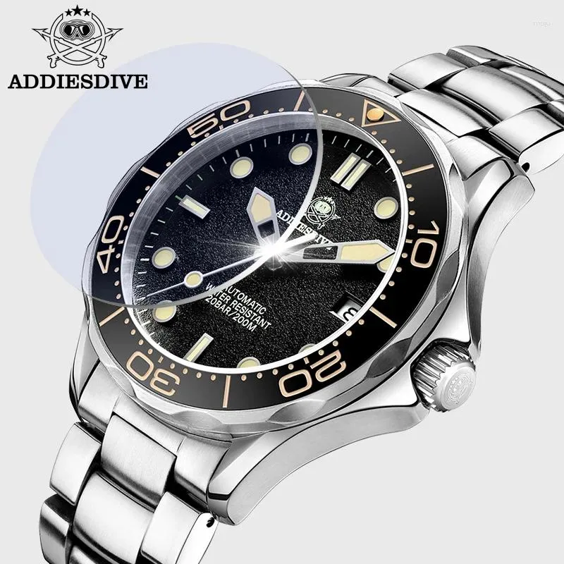 Mujeres de pulsera ADIESTRESDIVE MAR VISTA AD2106 20BAR IMPRESIONES C3 SUPER luminoso Cristal NH35 Relojes mecánicos automáticos RELOJ HARBRE