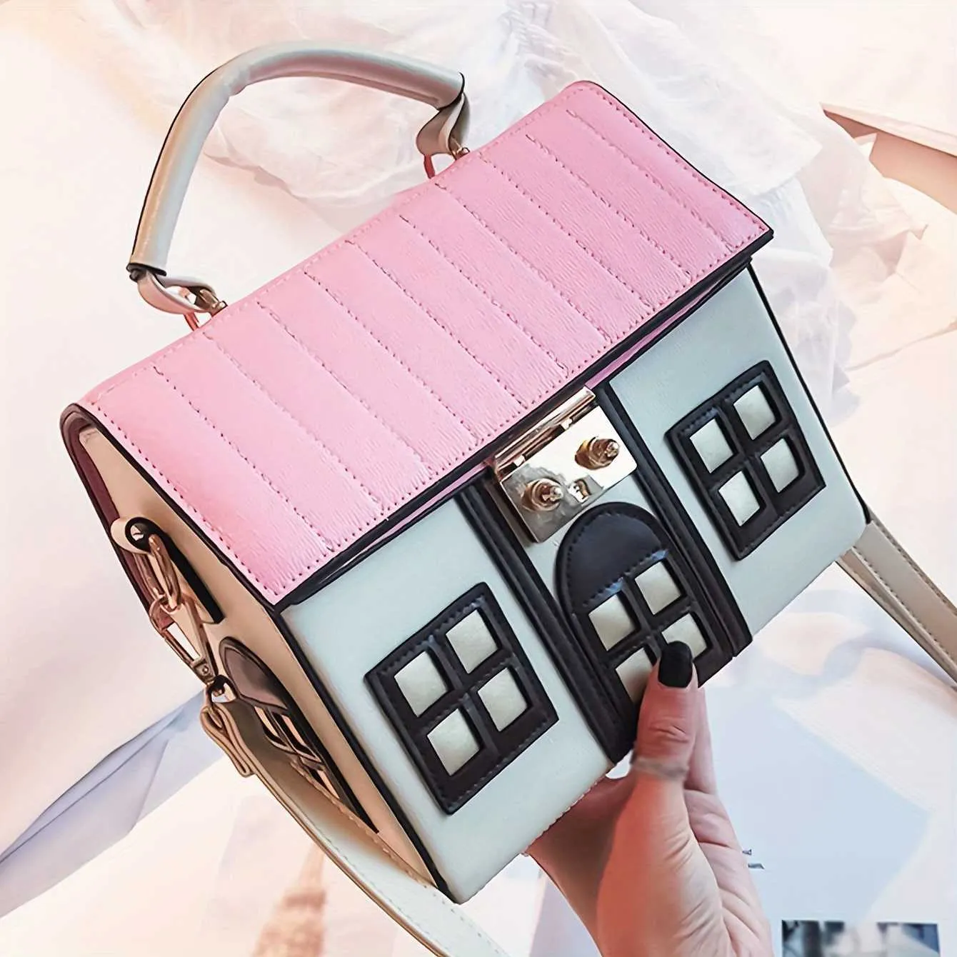 DHgate.com:Stylish House-shaped Mini Crossbody Bag for Women