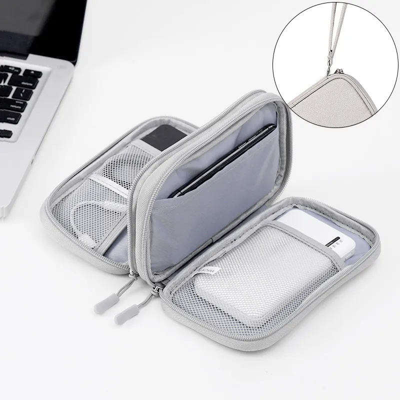 Waterproof Electronics Organizer Case - 2 Compartment Travel Cord Pouch For Chargers & Cables