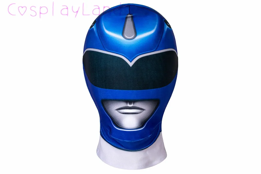 Kids Blue Ranger 3D Printed Jumpsuit Helmet Children Halloween Carnival Superhero Billy Cosplay Costume Boys Zentai Bodysuit