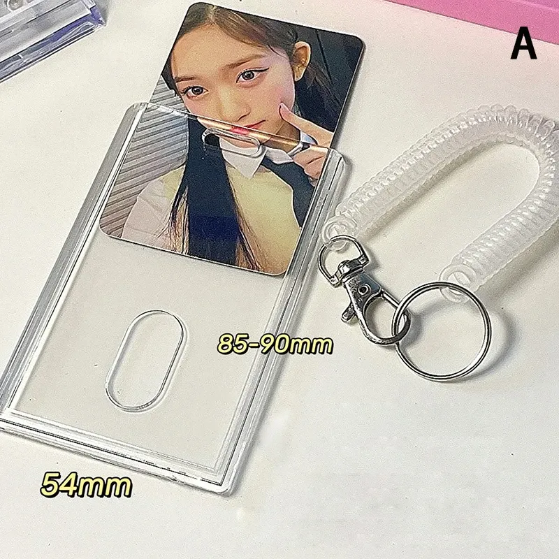 Transparent acrylique kpop photocard photo protecteur support idol photo manches de carte de cartes de trèfle pendentif couverture de cartes scolaires
