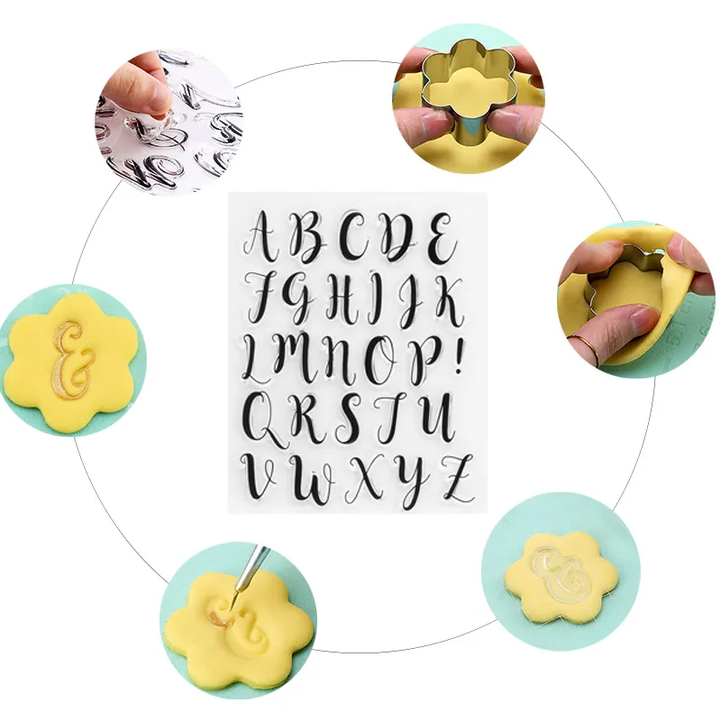 thumbnail image 2 of 2-Pack Alphabet & Number Cookie Stamp Press - For Biscuits, Fondant, Clay Craft 2 of 14