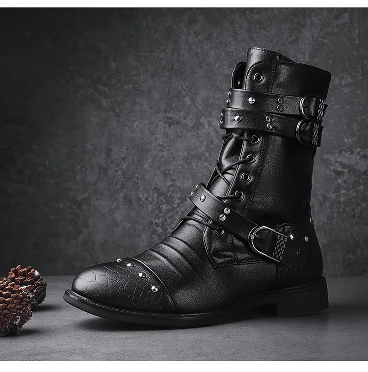 DHgate.com:Mens Black Leather Motorcycle Boots - Gothic Punk DHgate.com:Mens Black Leather Motorcycle Boots - Gothic Punk