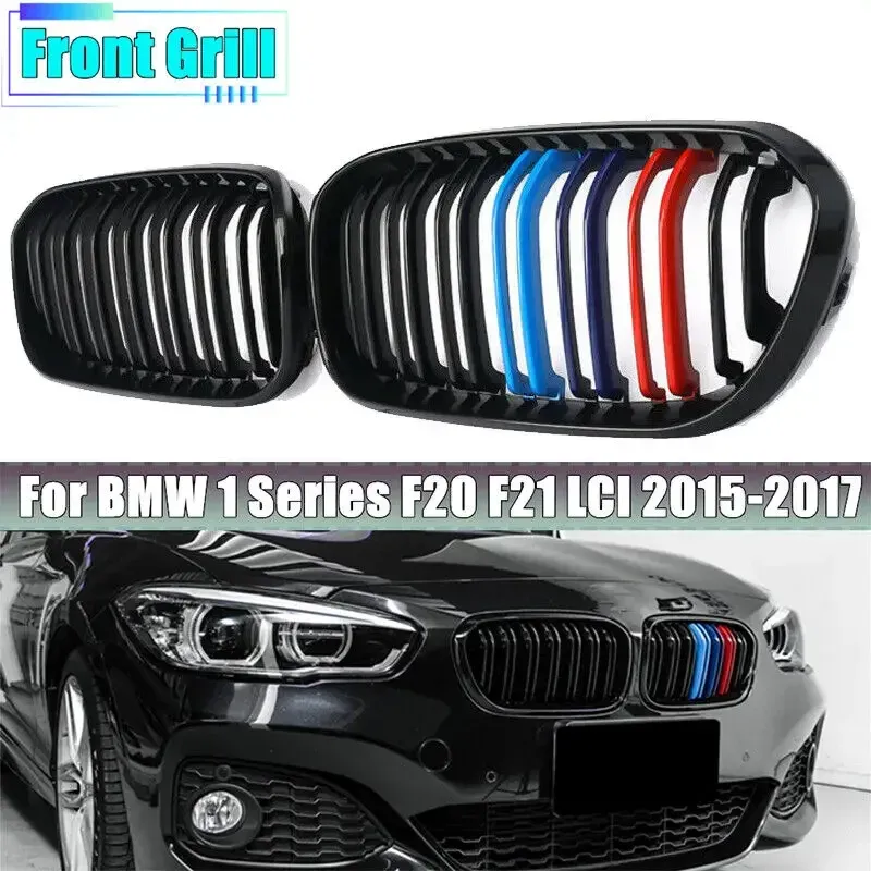 Front Kidney Grille Color Trim Clips For BMW 1 Series F20/F21 LCI (2015-2019) - Set Of 3, 9-Slat