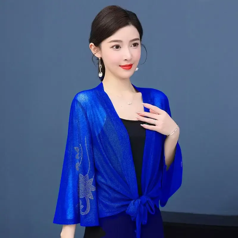Green Lace Purple Bolero Shrug for Women - 3/4 Sleeve Ladies Chiffon Evening Jackets, Bridal Boler, Floral Cardigan - Perfect for Prom and Party