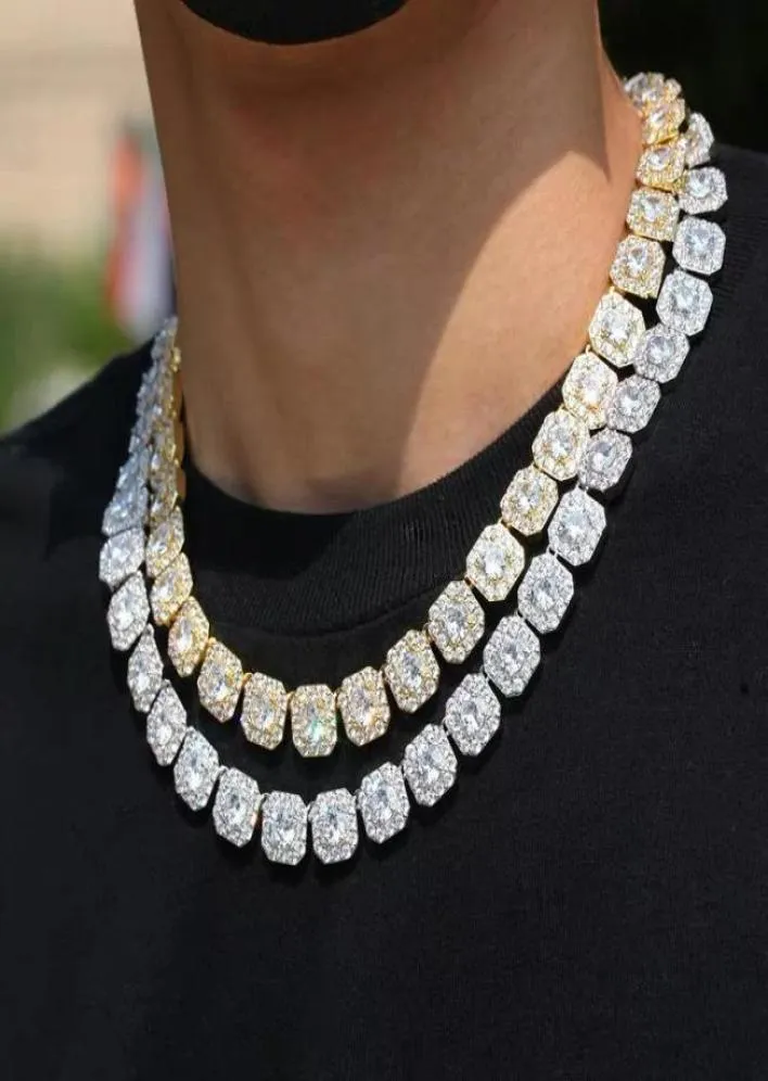 Chains Men039s Iced Out 12 mm Collier de diamant carré Hip Hop Bling Femmes TRENDY MIAMI CUBAN CURB CURB BRACET HIPSTER PU8093236