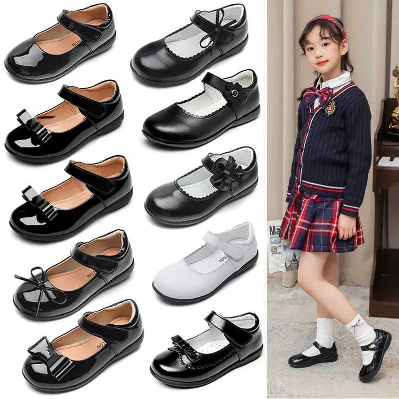 Baskets authentique Chaussures en cuir noir pour filles Chaussures pour enfants pour enfants fille princesse robe fête des chaussures enfants